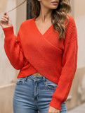 Women's cross-over cropped knitted loose sweater_CWTSTL01358