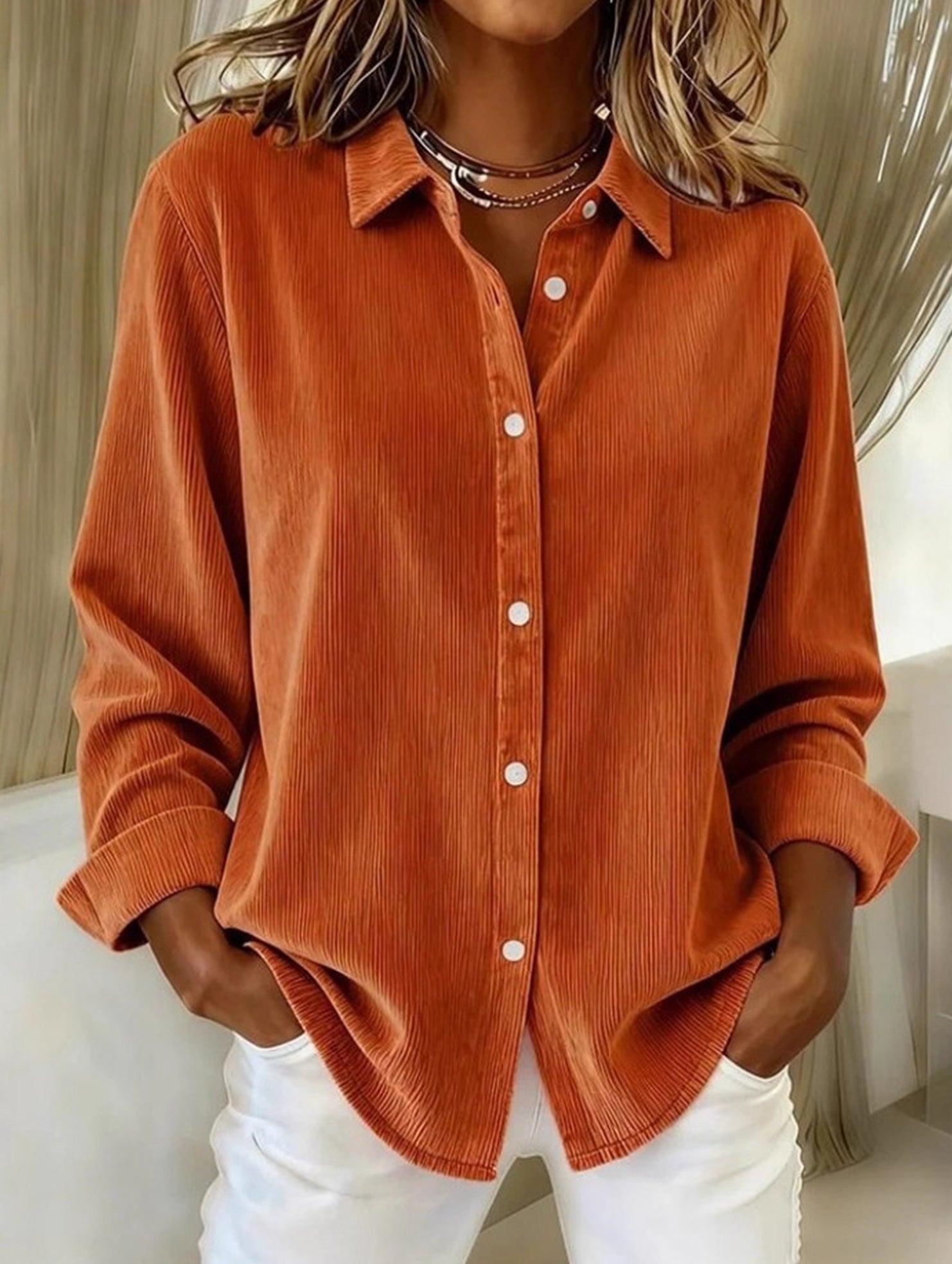 Women's Corduroy Casual Shirt_CWTSTL01374