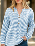 Plus Size Button-Down Striped Casual Top for Women_CWTSTL01382