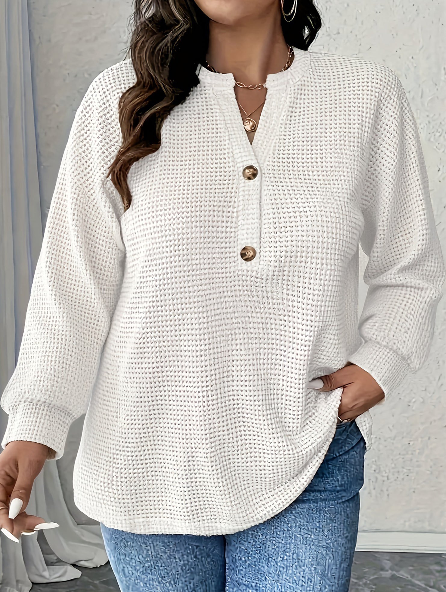 Plus Size Button-Down Striped Casual Top for Women_CWTSTL01382
