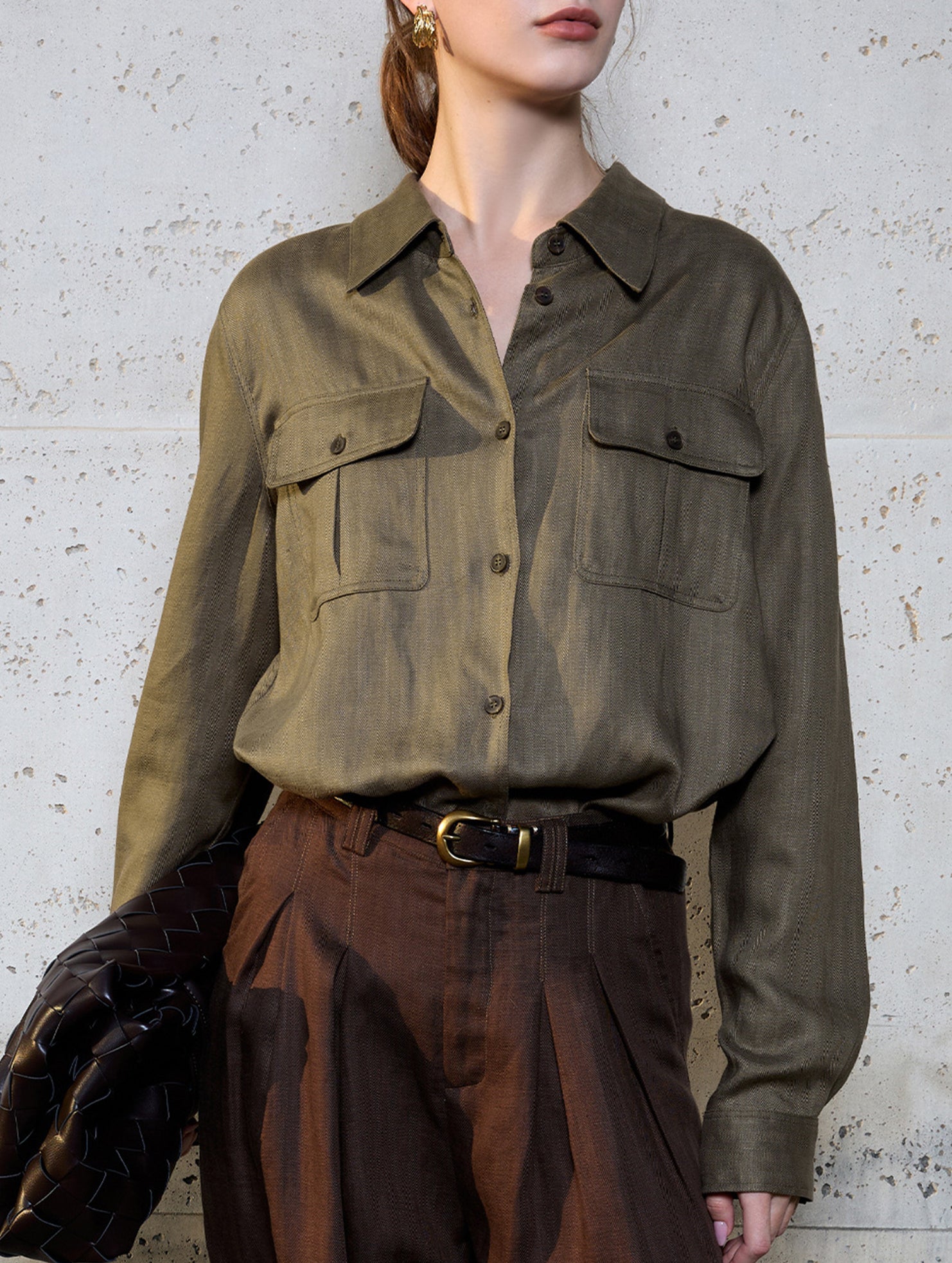 Tencel Linen Utility Pocket Shirt_CWTSTL01383