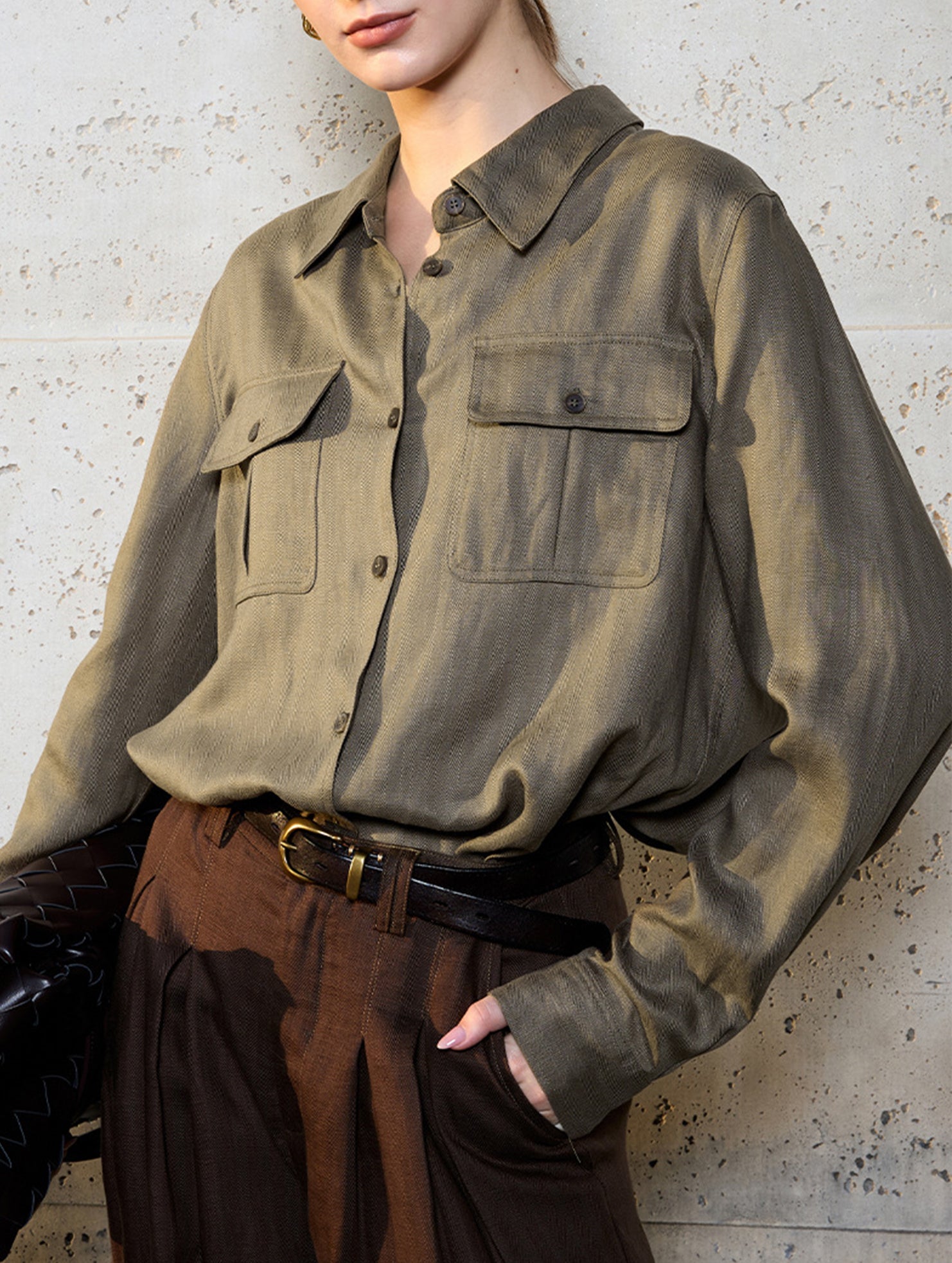 Tencel Linen Utility Pocket Shirt_CWTSTL01383