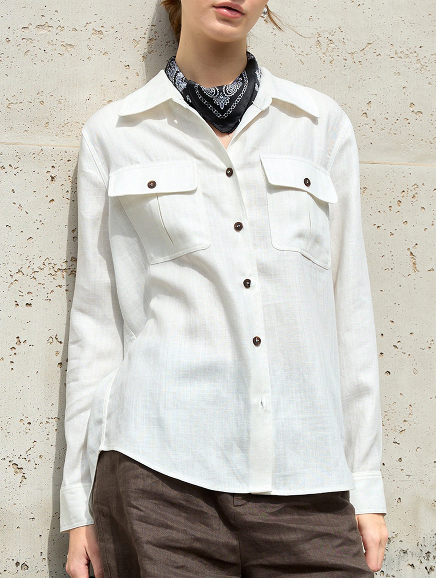 Tencel Linen Utility Pocket Shirt_CWTSTL01383