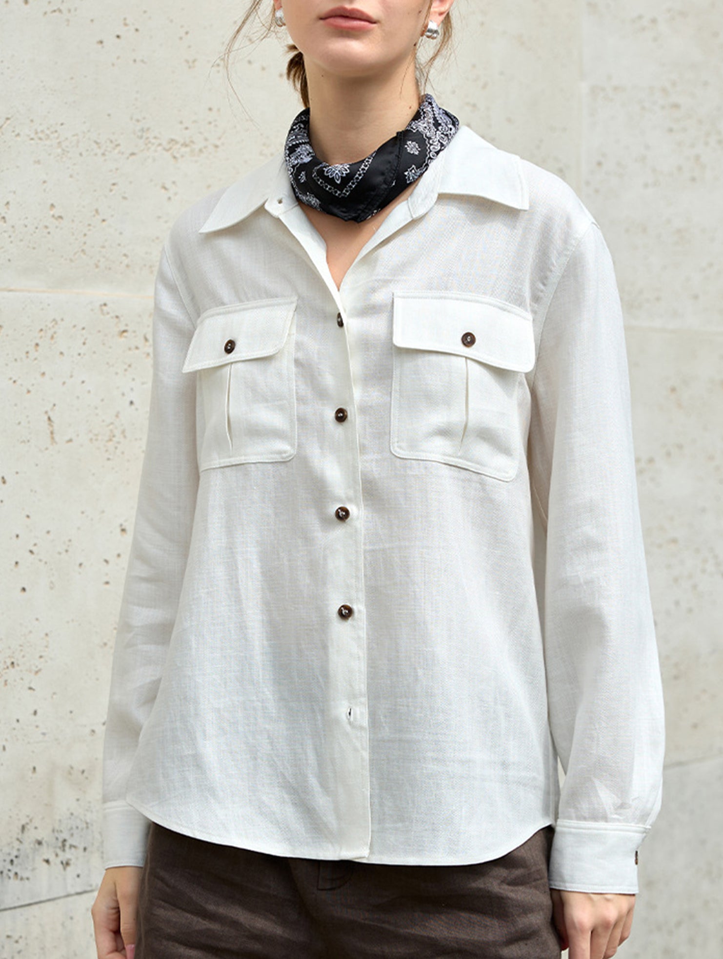Tencel Linen Utility Pocket Shirt_CWTSTL01383