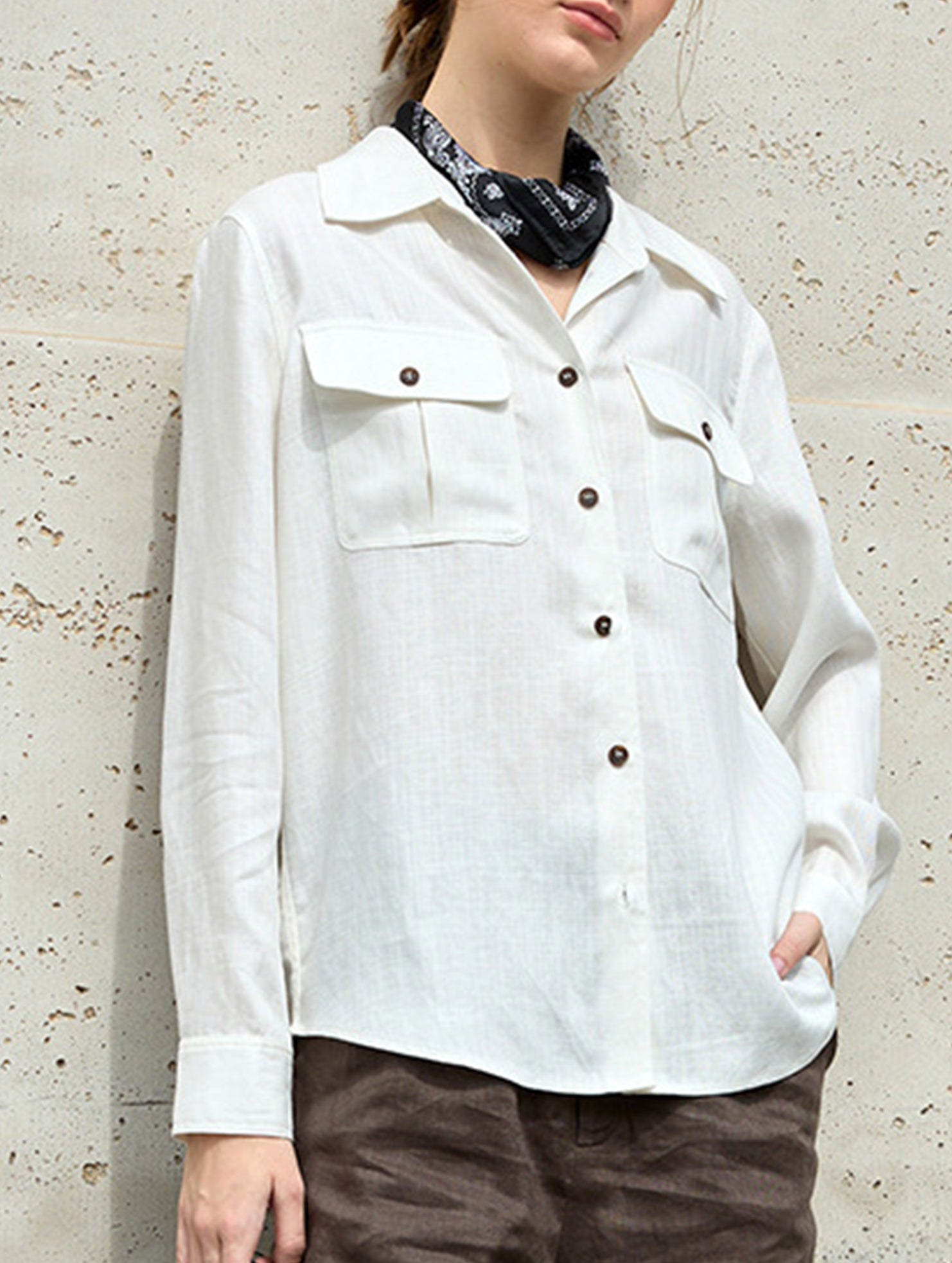 Tencel Linen Utility Pocket Shirt_CWTSTL01383