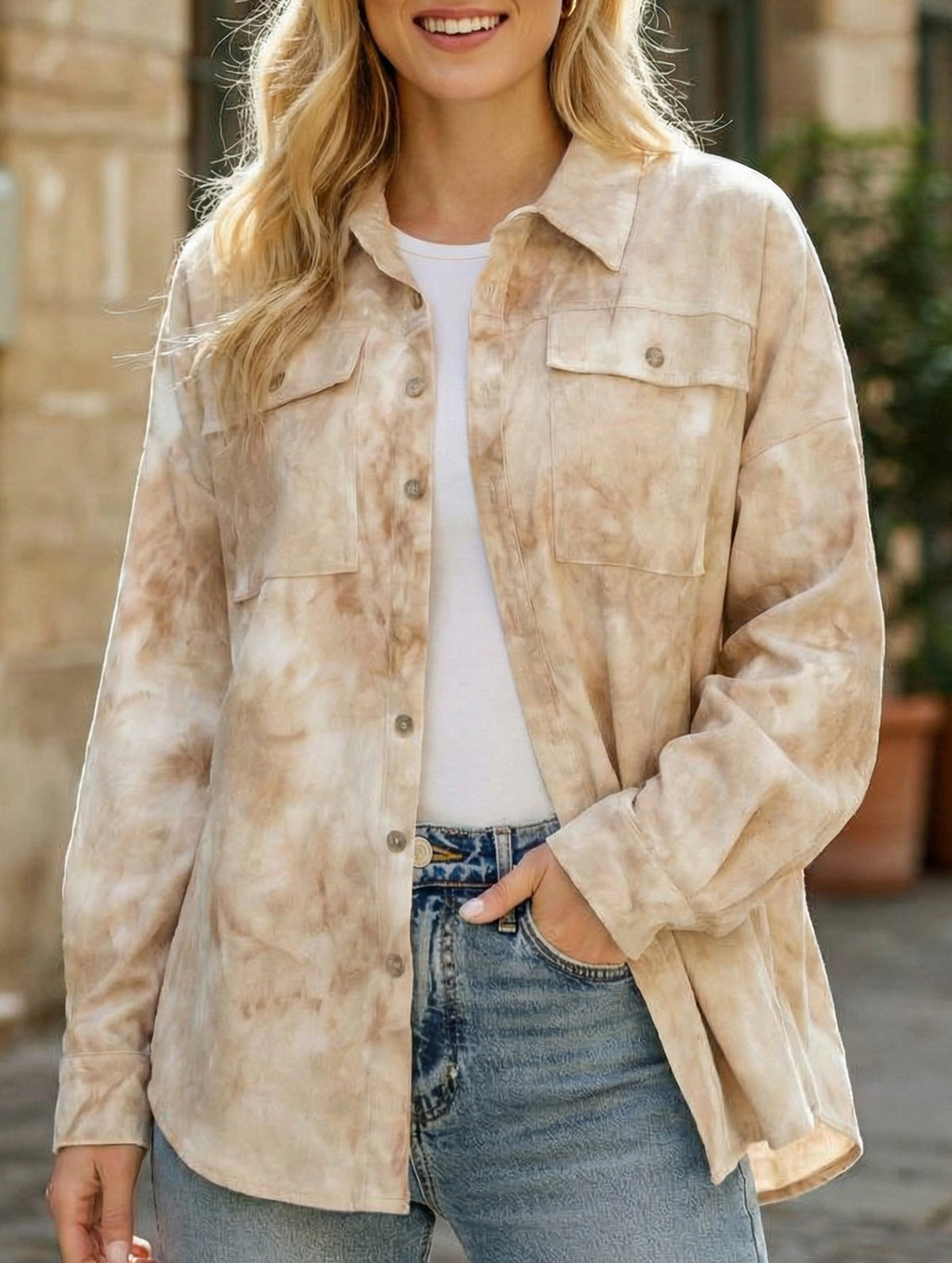 Casual tie-dye loose-fitting shirt for women_CWTSTL01396