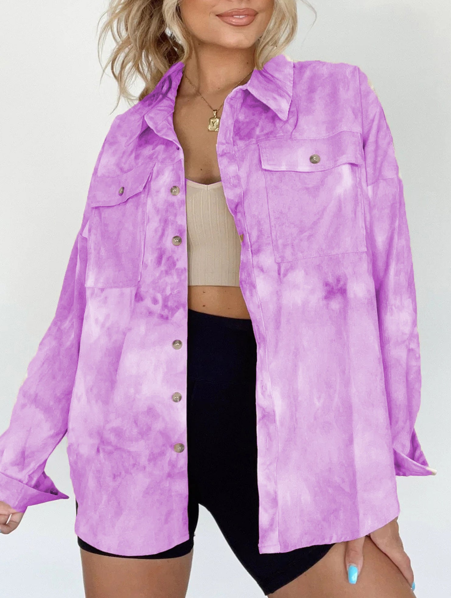 Casual tie-dye loose-fitting shirt for women_CWTSTL01396