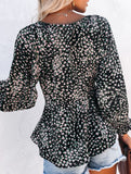 Floral print V-neck tie-waist blouse