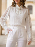 White Lace Long Sleeve Elegant Shirt