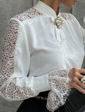 White Lace Long Sleeve Elegant Shirt