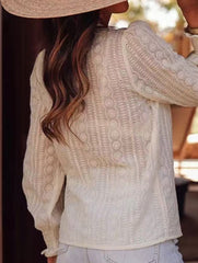 V Neck Design Long Sleeve Blouse