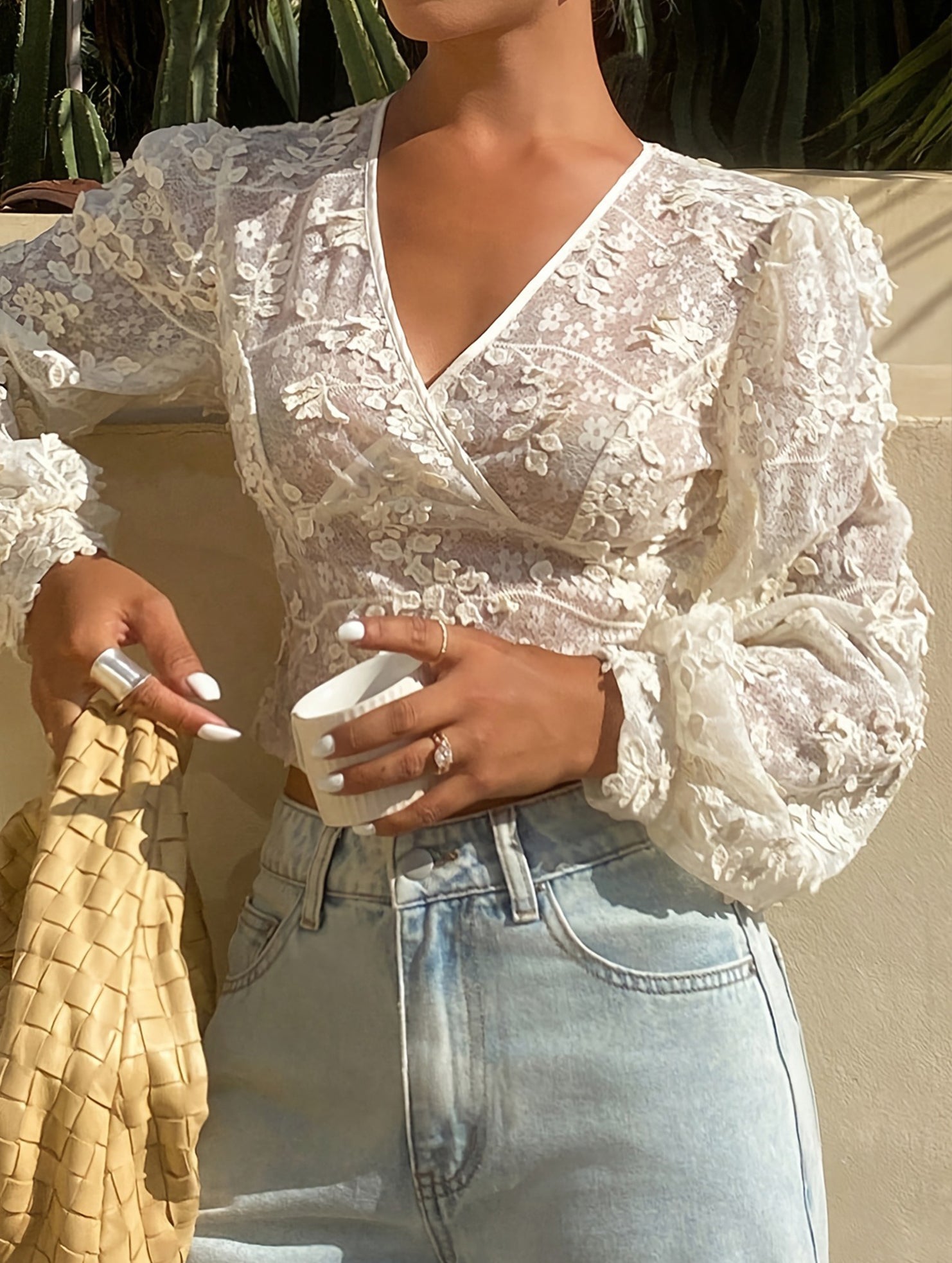 Deep V Backless Lace Fairy Crop Top
