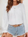 Hollow Out Long Sleeve Casual Top