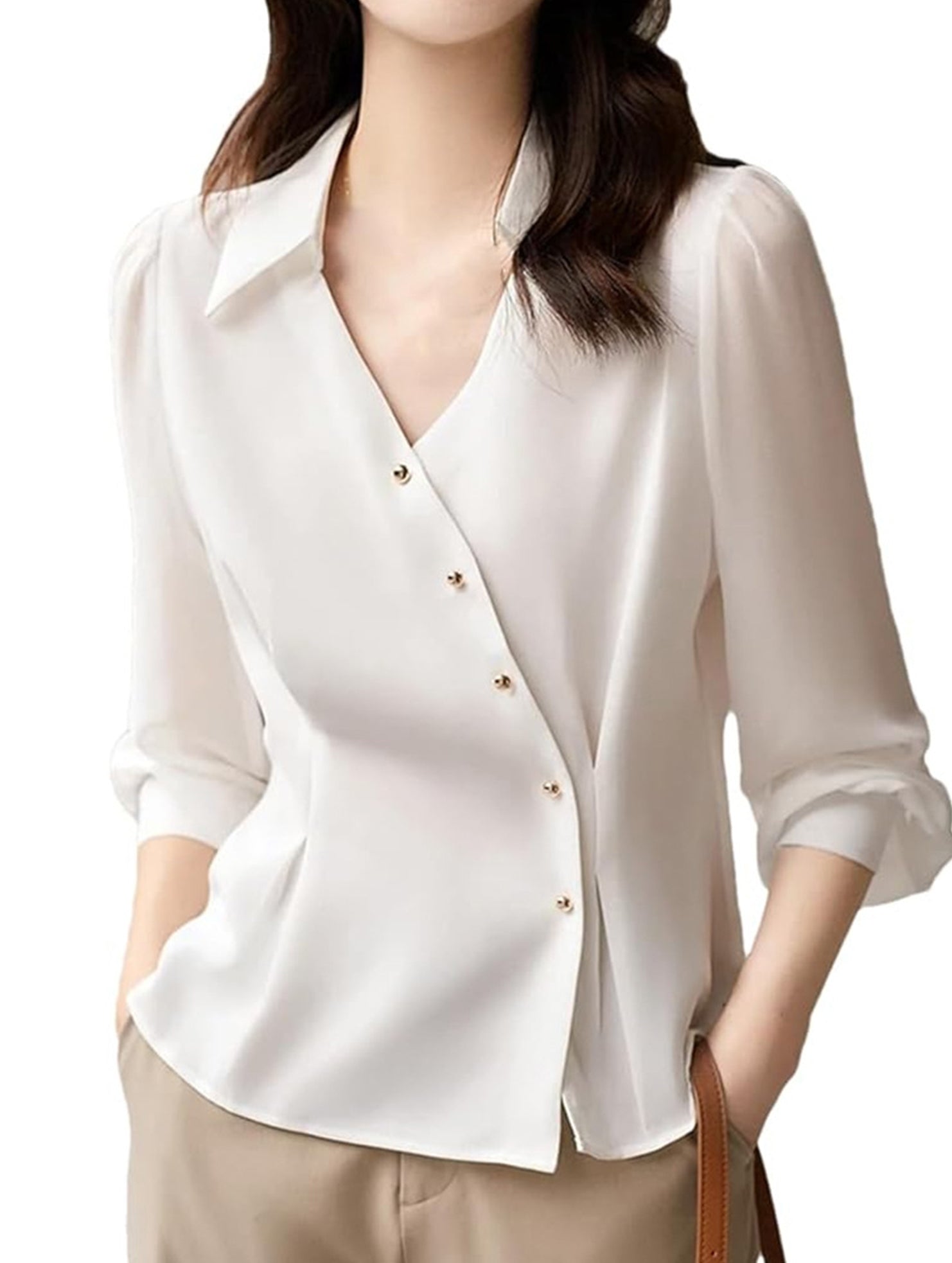 Satin Long Sleeve Button Shirt