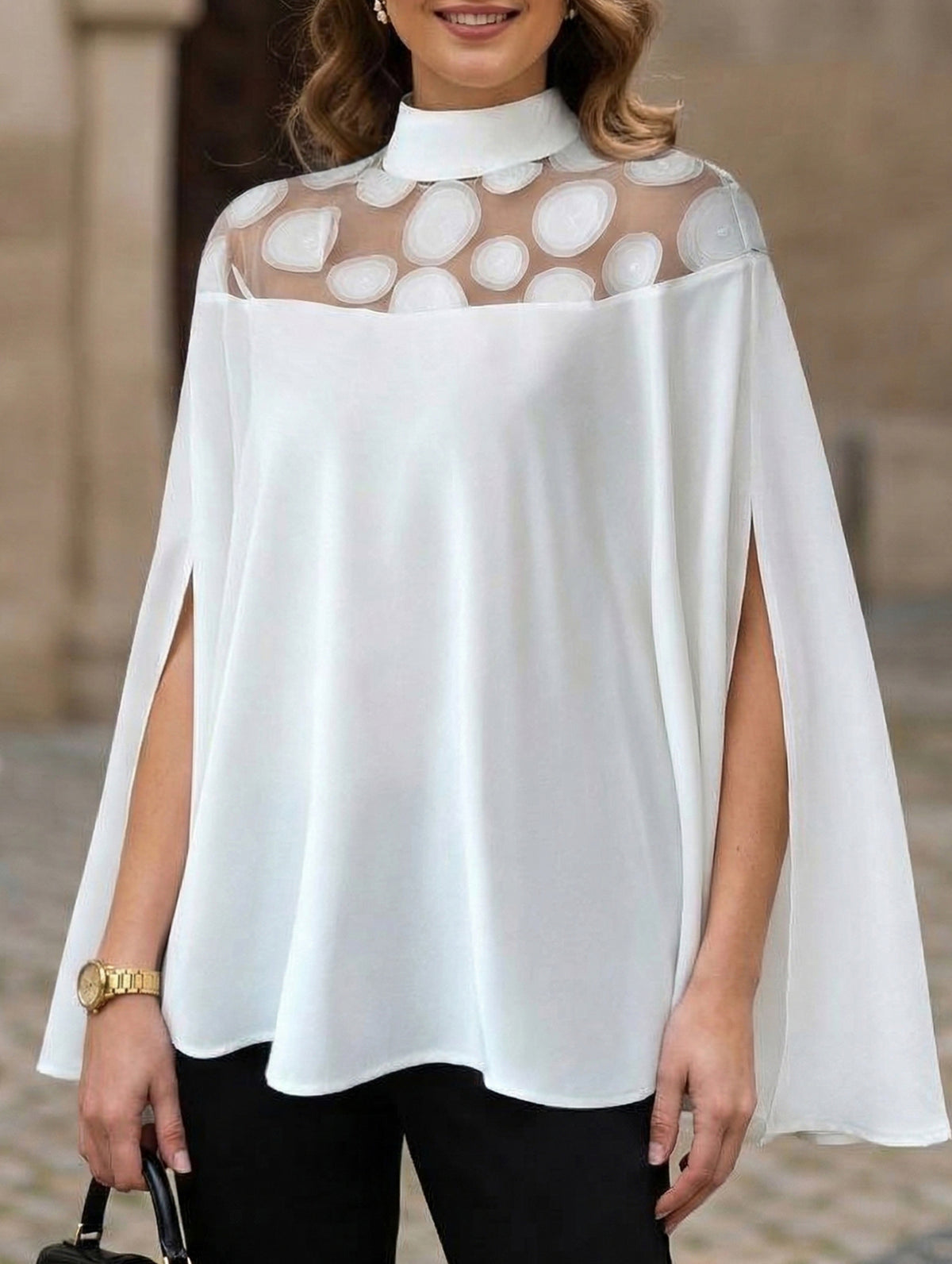 Mesh Off Shoulder Loose Blouse
