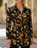 Floral Belted Long Sleeve Shirt