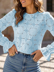 Hollow Lace Long Sleeve Shirt