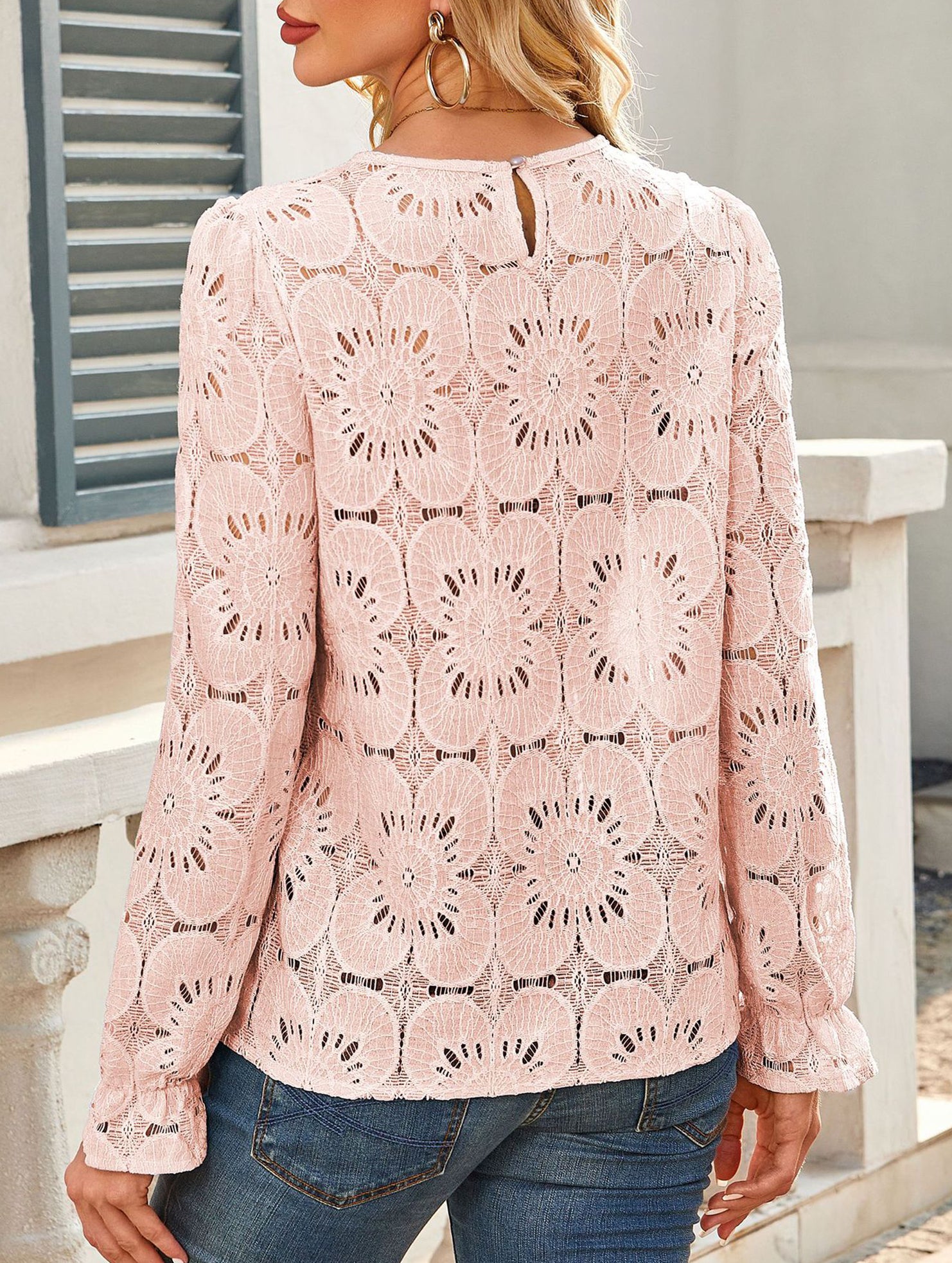 Hollow Lace Long Sleeve Shirt