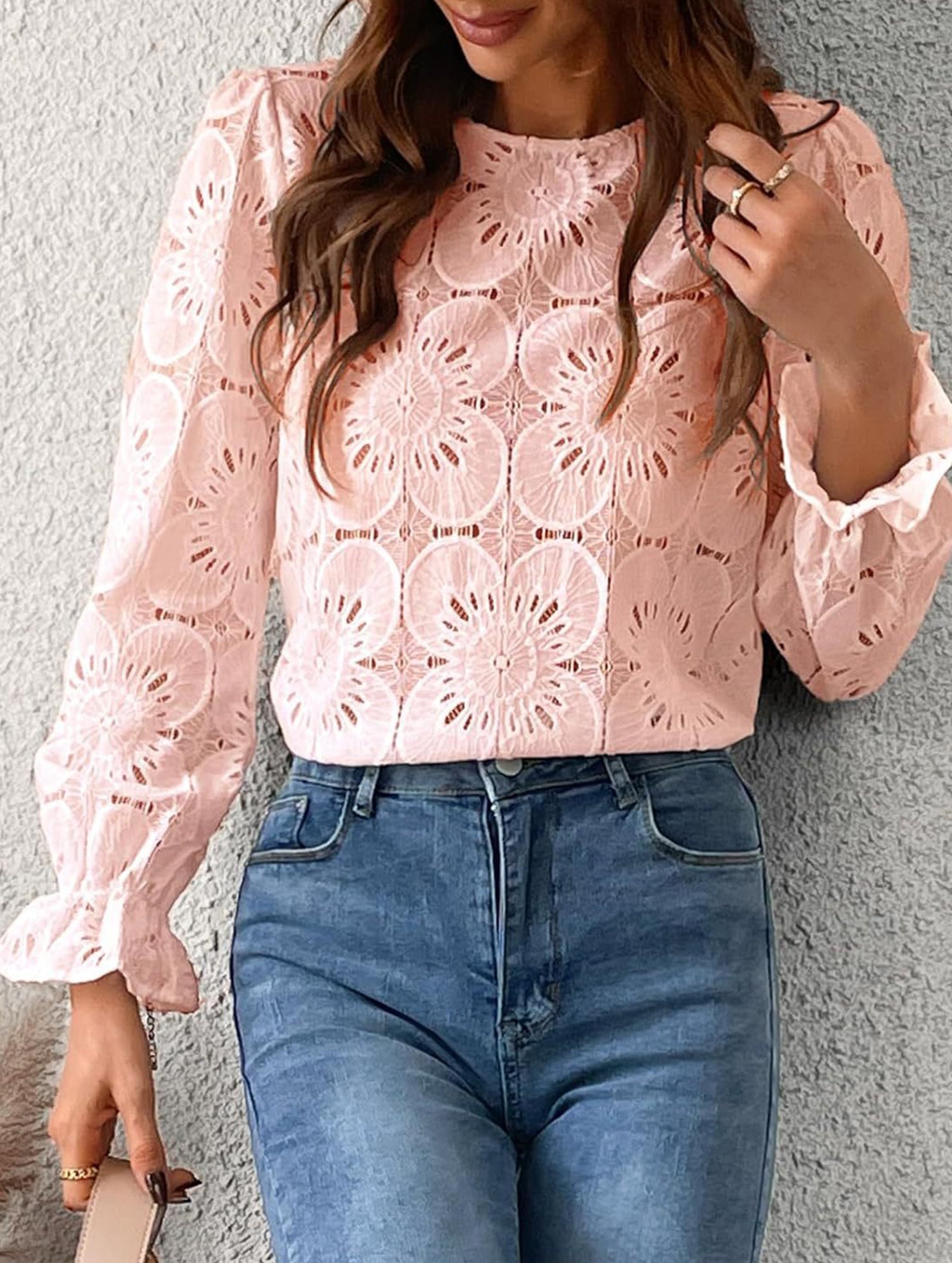 Hollow Lace Long Sleeve Shirt