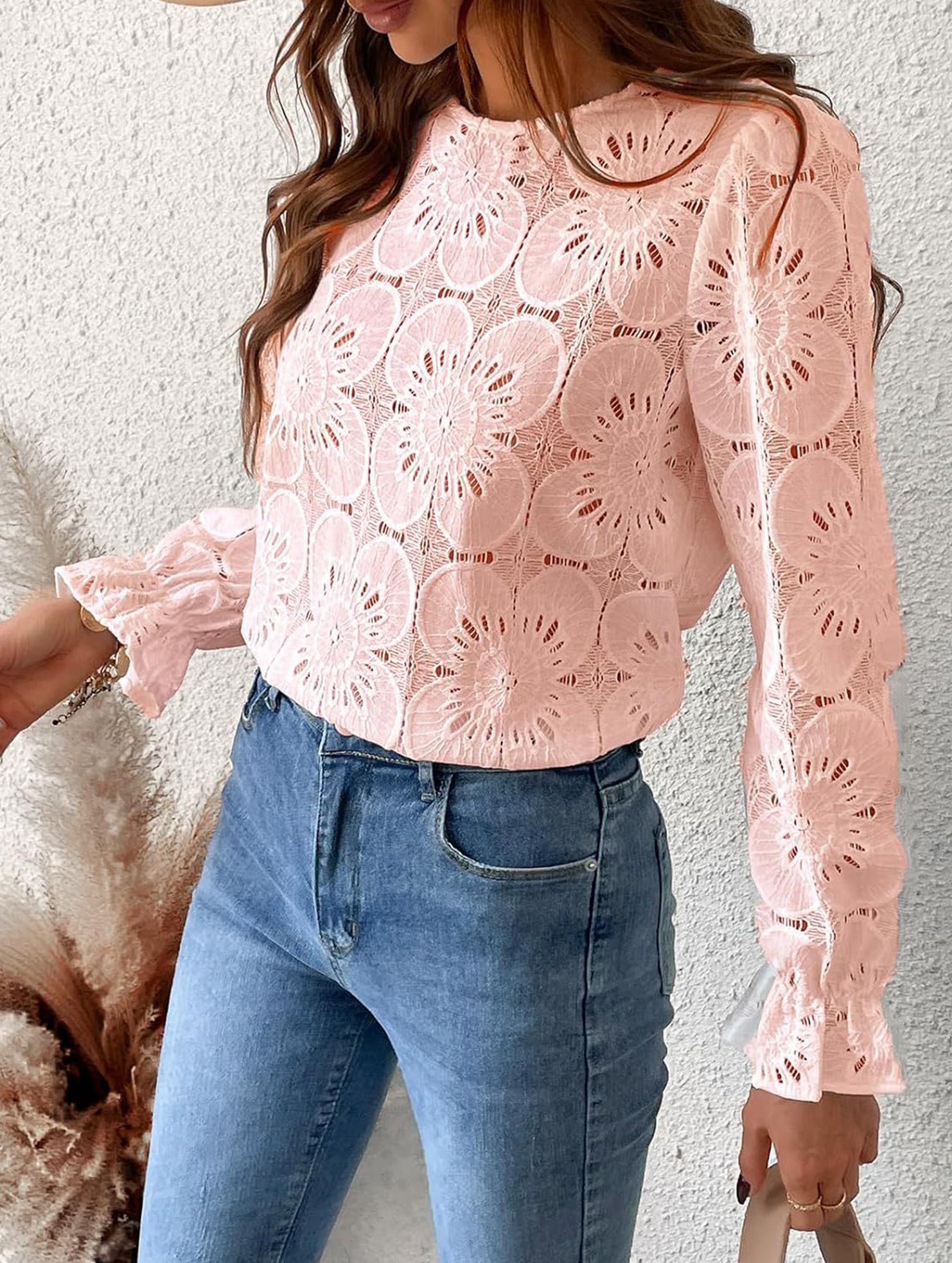 Hollow Lace Long Sleeve Shirt