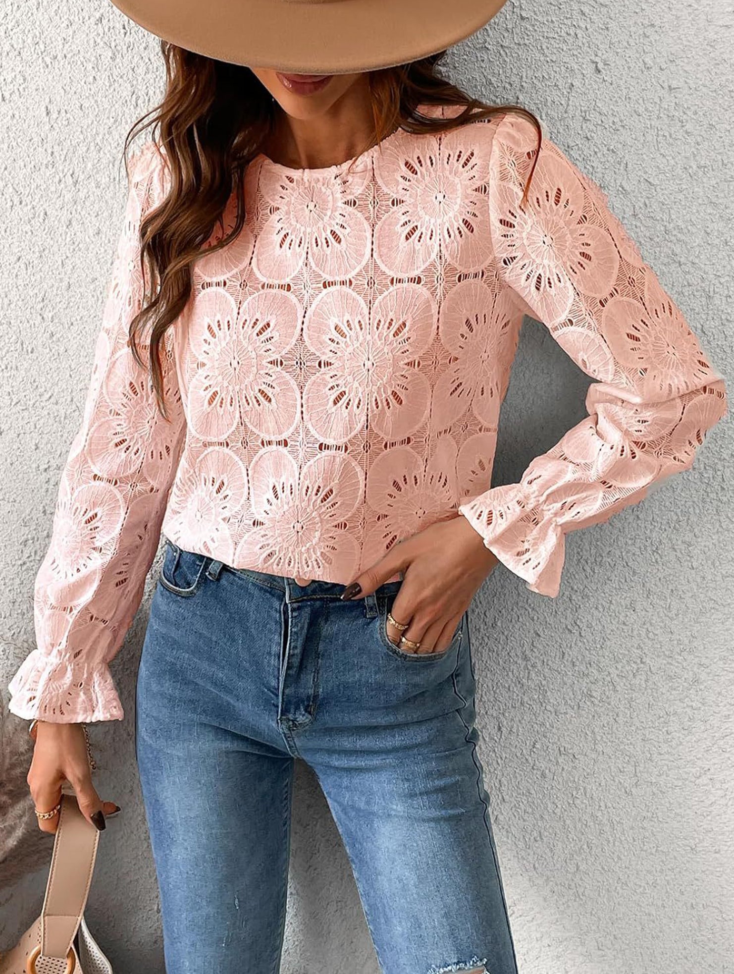 Hollow Lace Long Sleeve Shirt