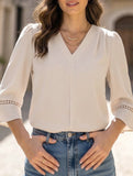 V Neck Office 3/4 Sleeve Shirt