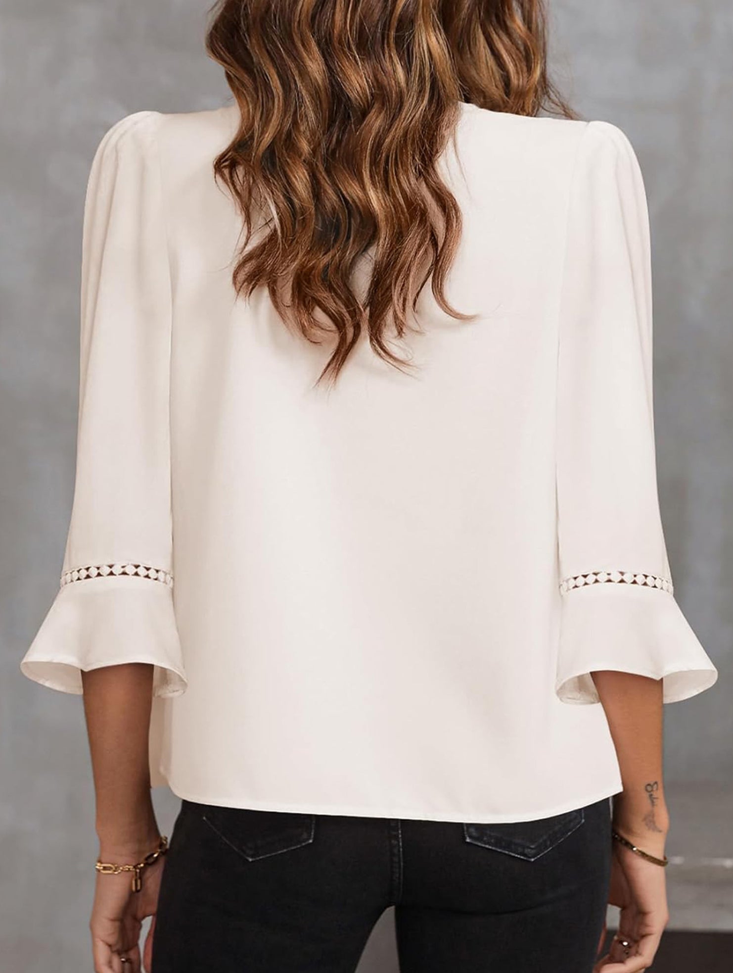 V Neck Office 3/4 Sleeve Shirt