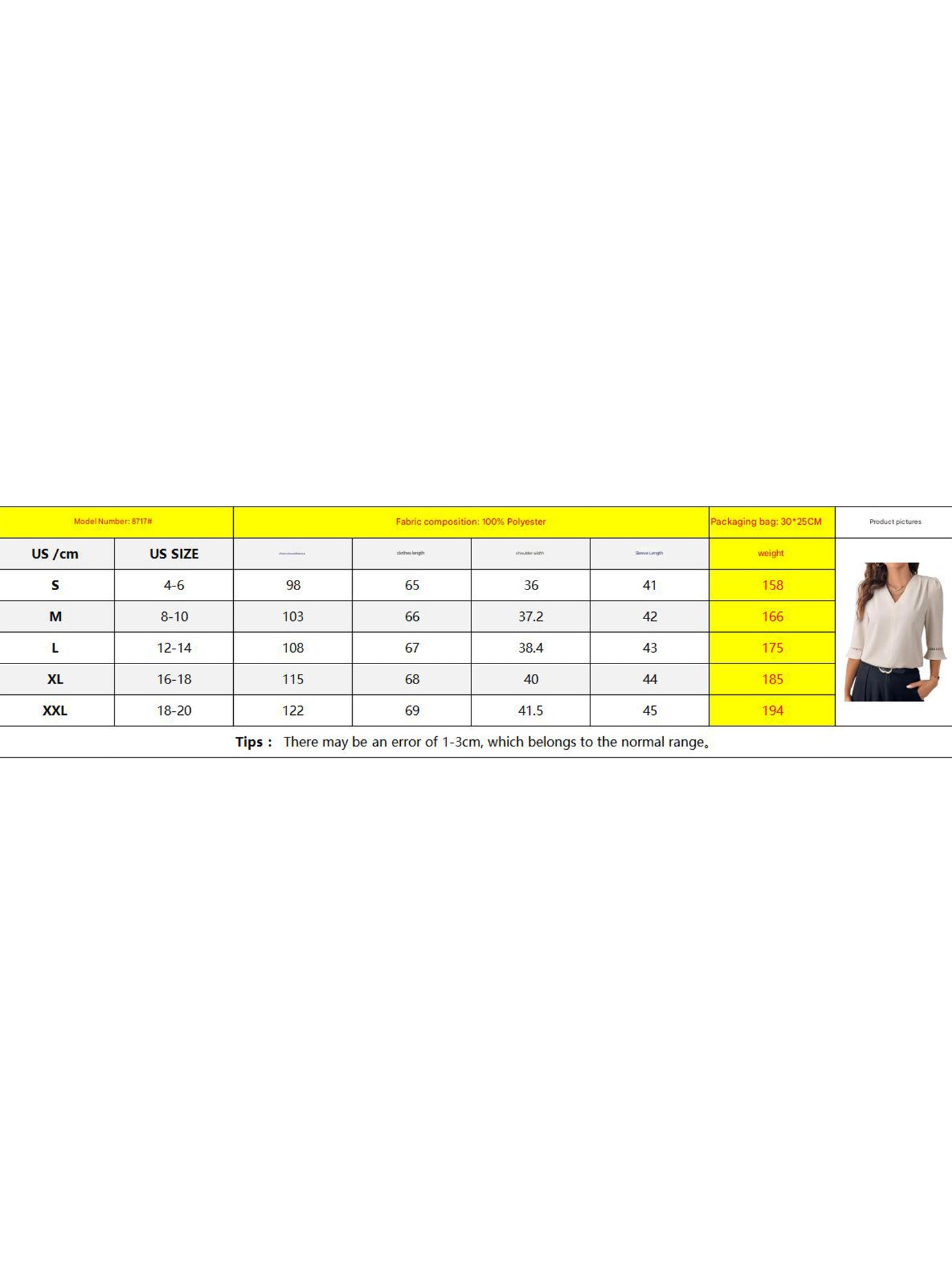 V Neck Office 3/4 Sleeve Shirt