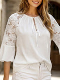 Lace Patch Tie Crewneck Tee