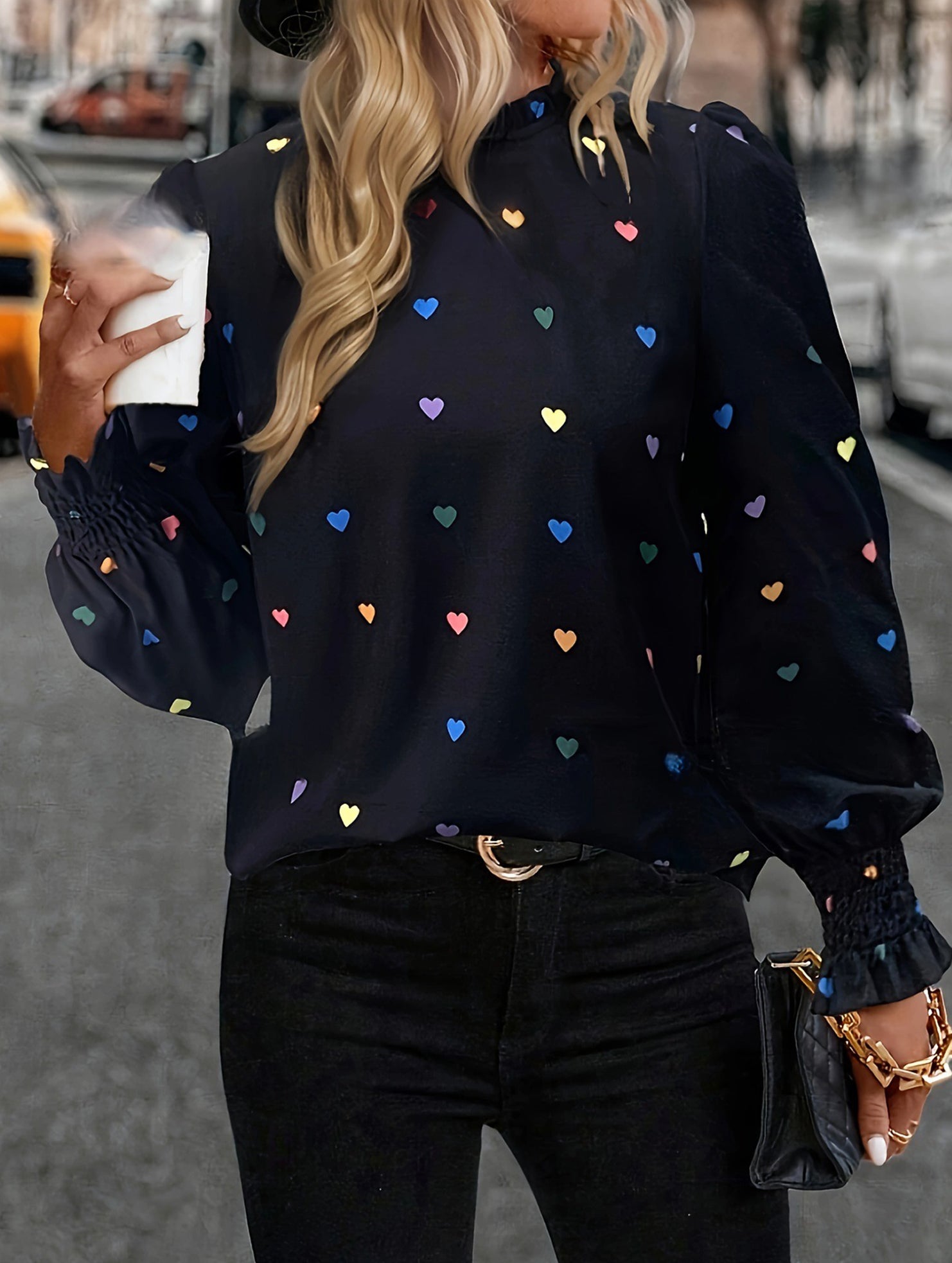 Heart Print Long Sleeve Shirt
