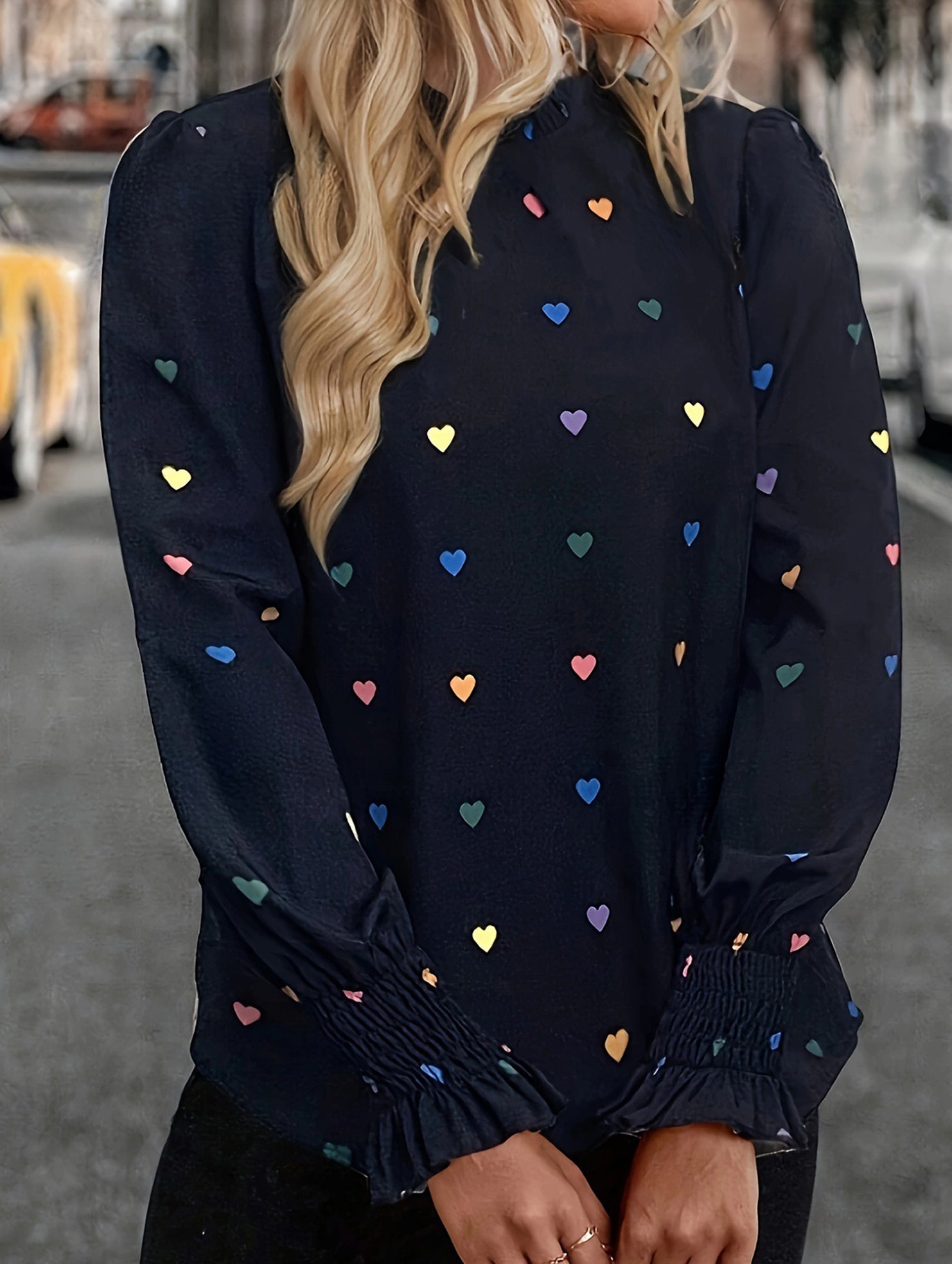 Heart Print Long Sleeve Shirt