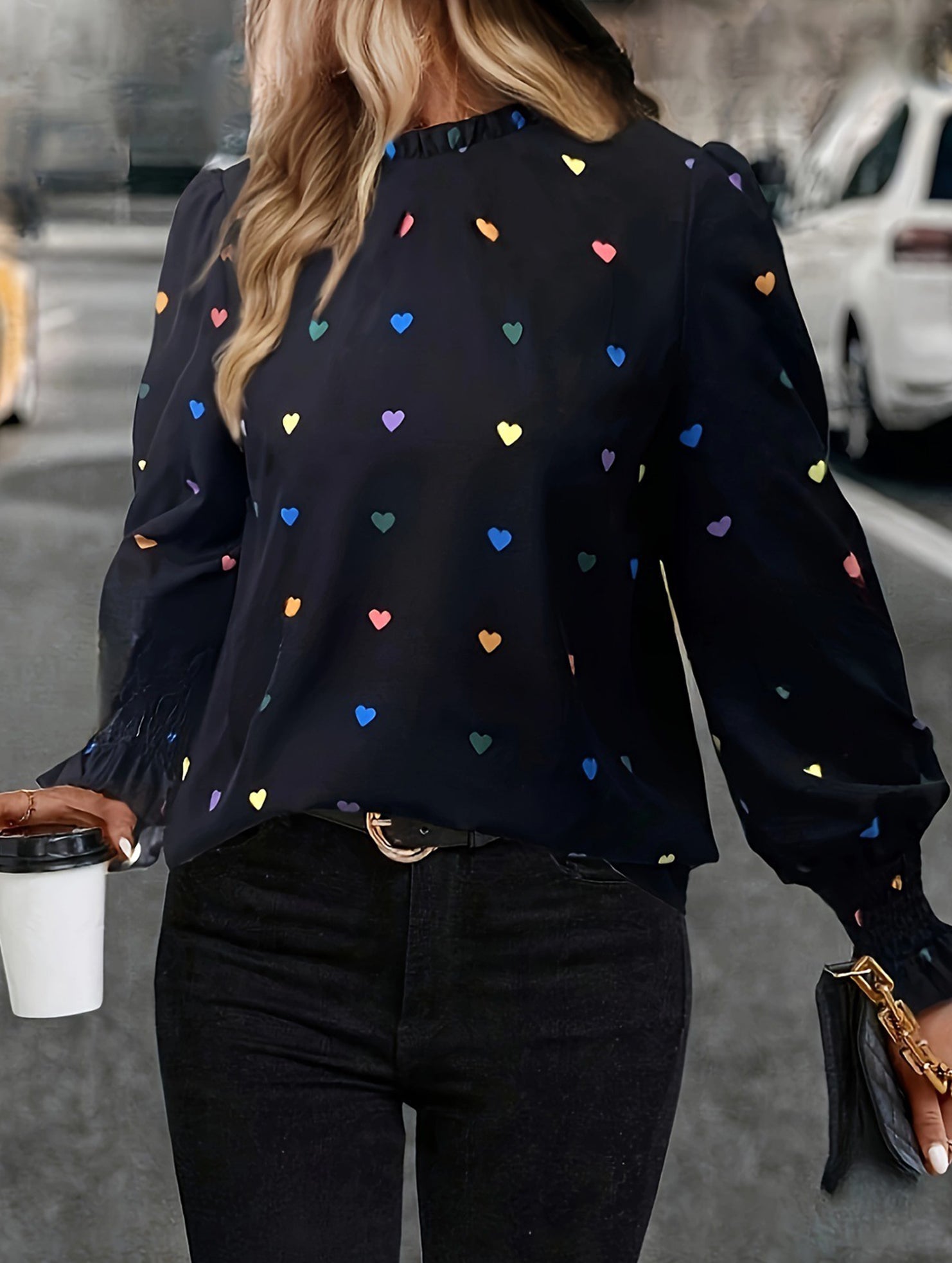 Heart Print Long Sleeve Shirt