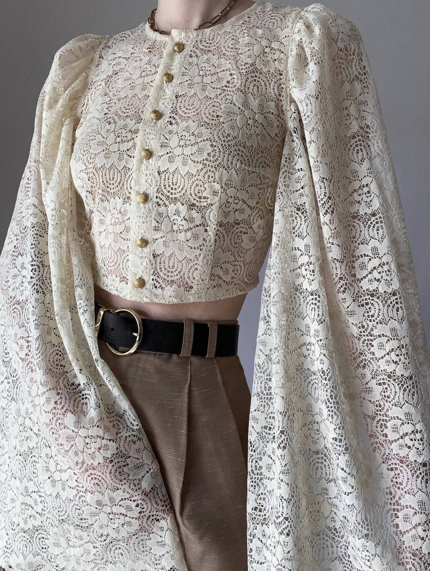 Lace Flare Sleeve Design Top