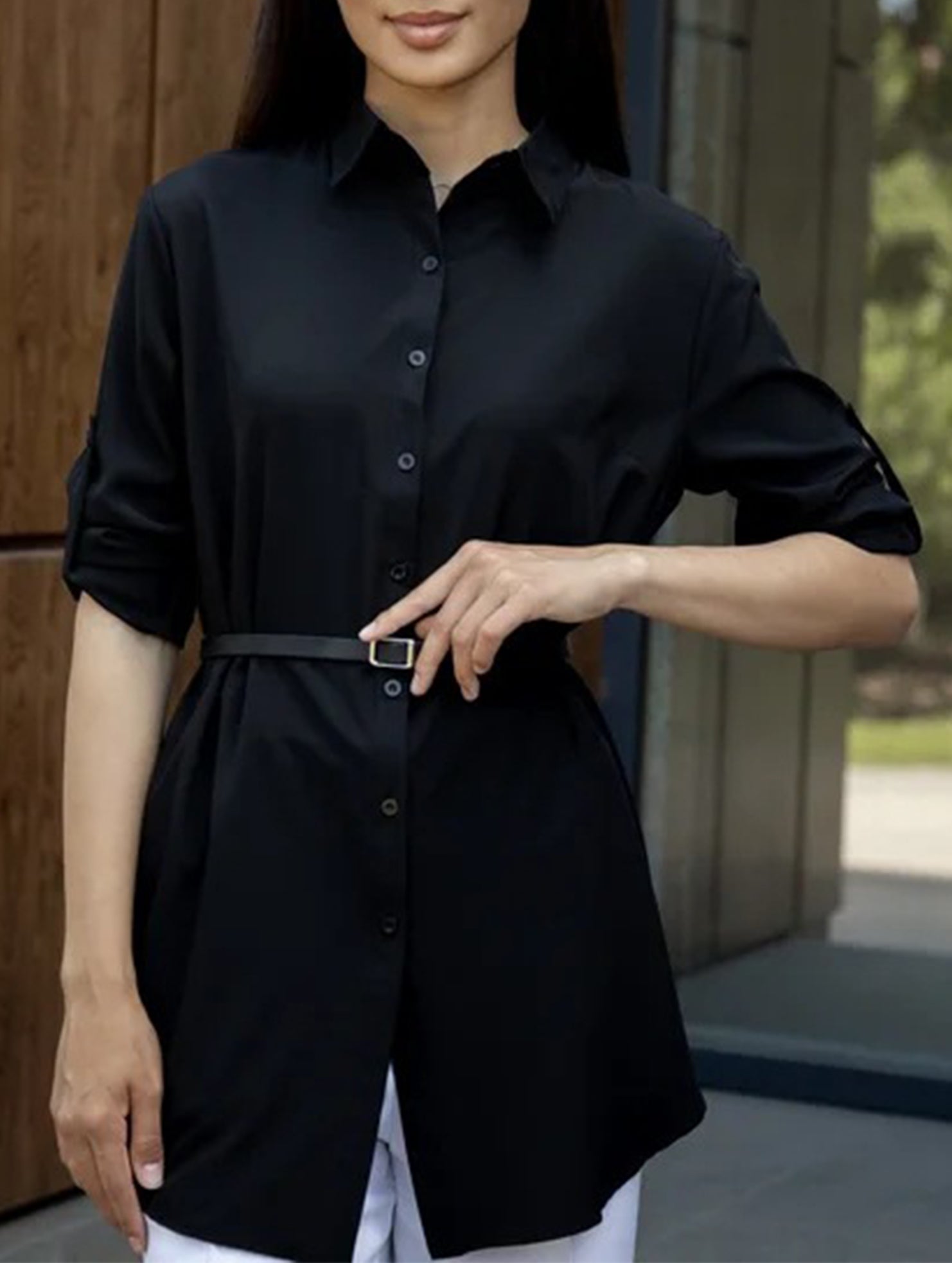 Solid Polo Button Cardigan Shirt
