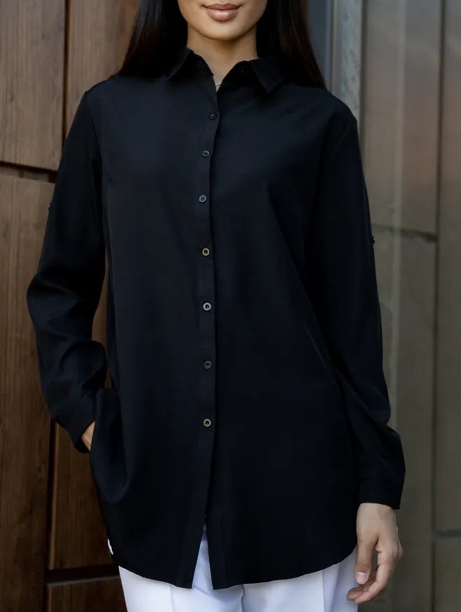 Solid Polo Button Cardigan Shirt
