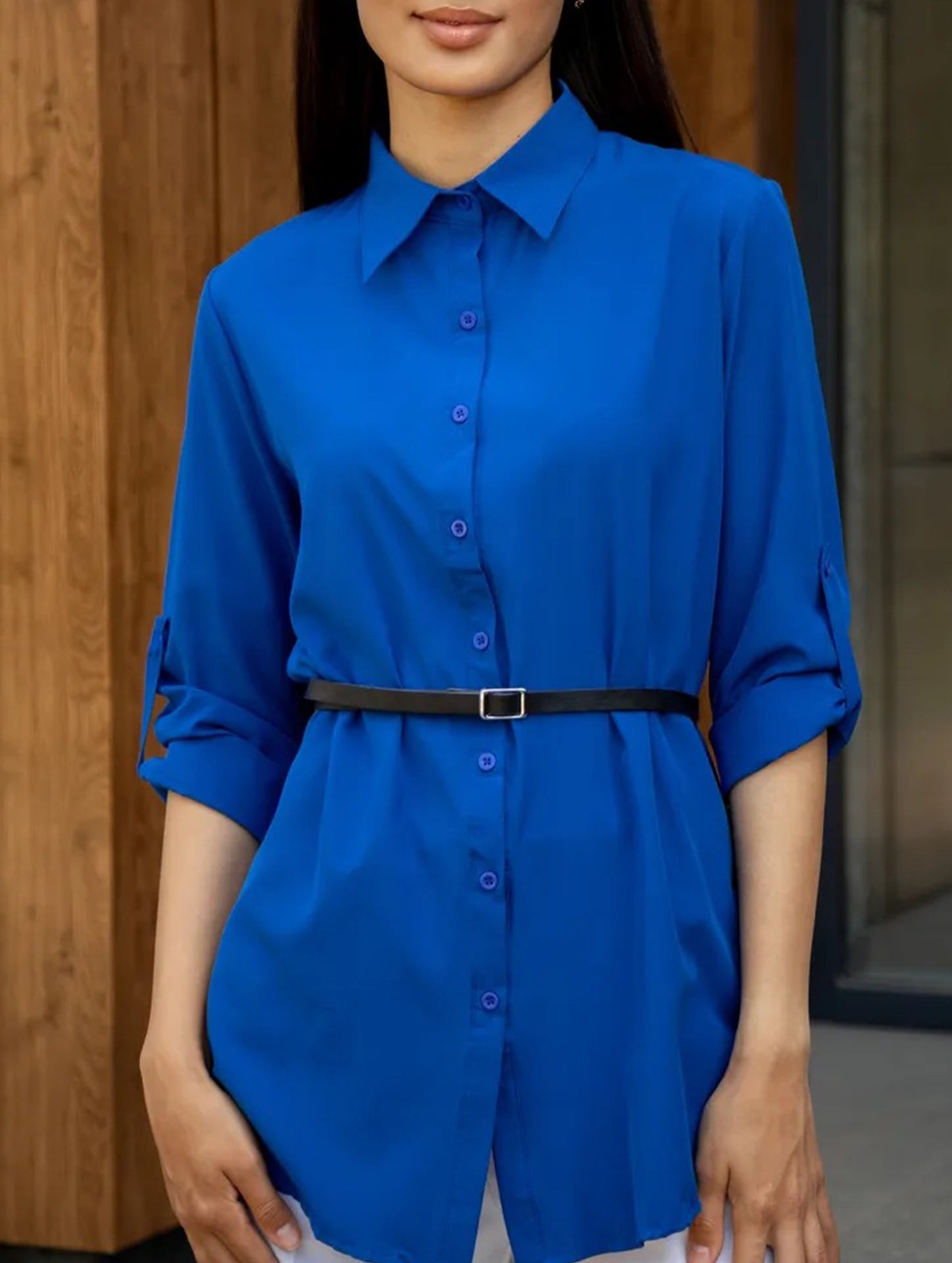 Solid Polo Button Cardigan Shirt