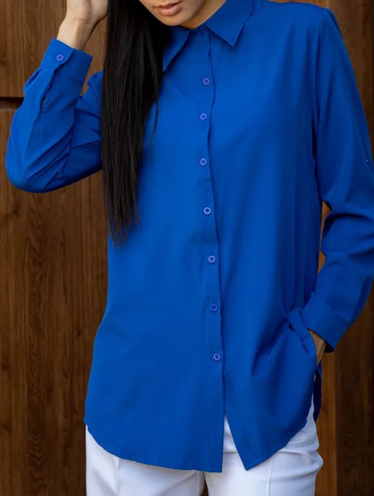 Solid Polo Button Cardigan Shirt