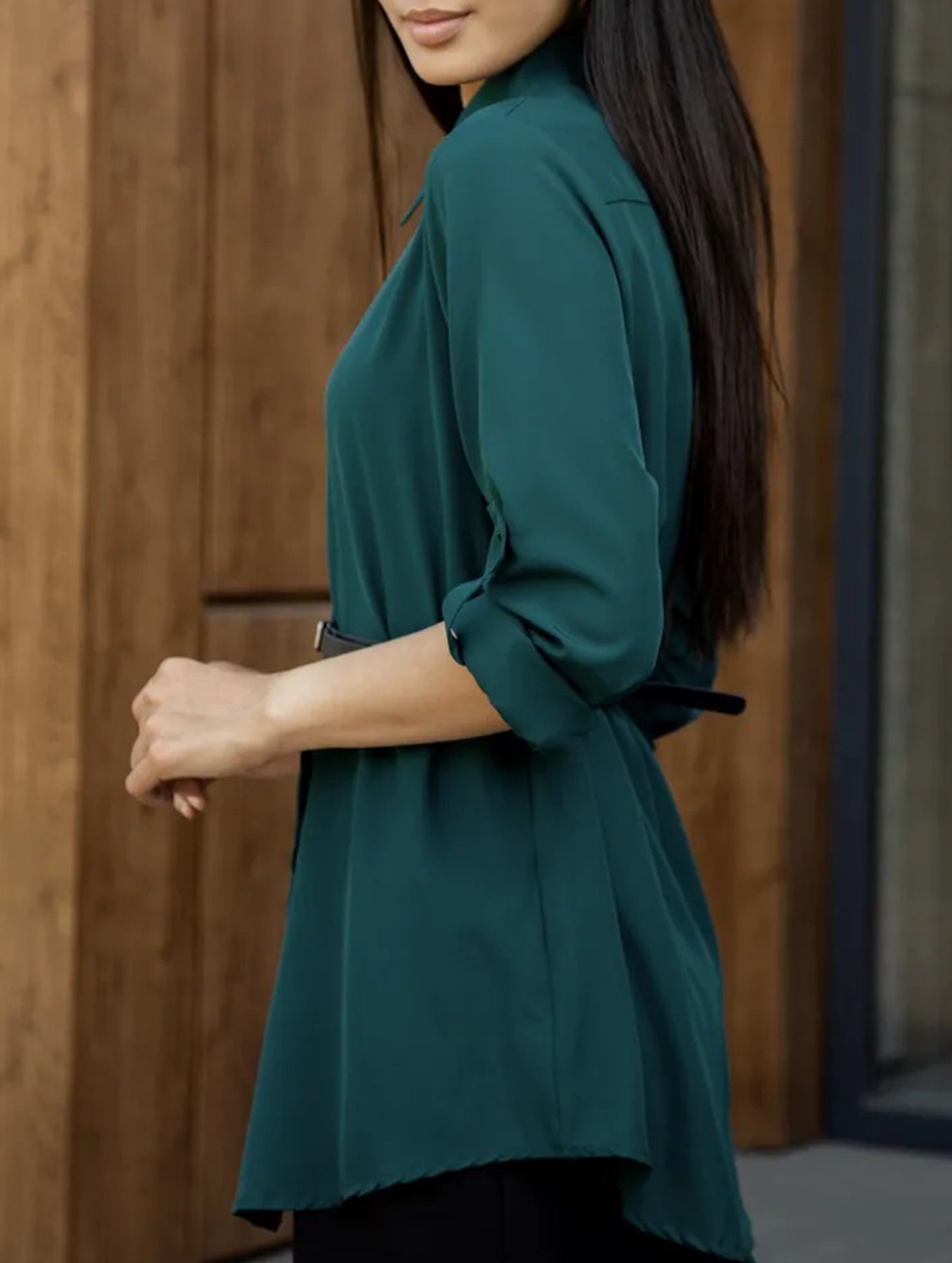 Solid Polo Button Cardigan Shirt
