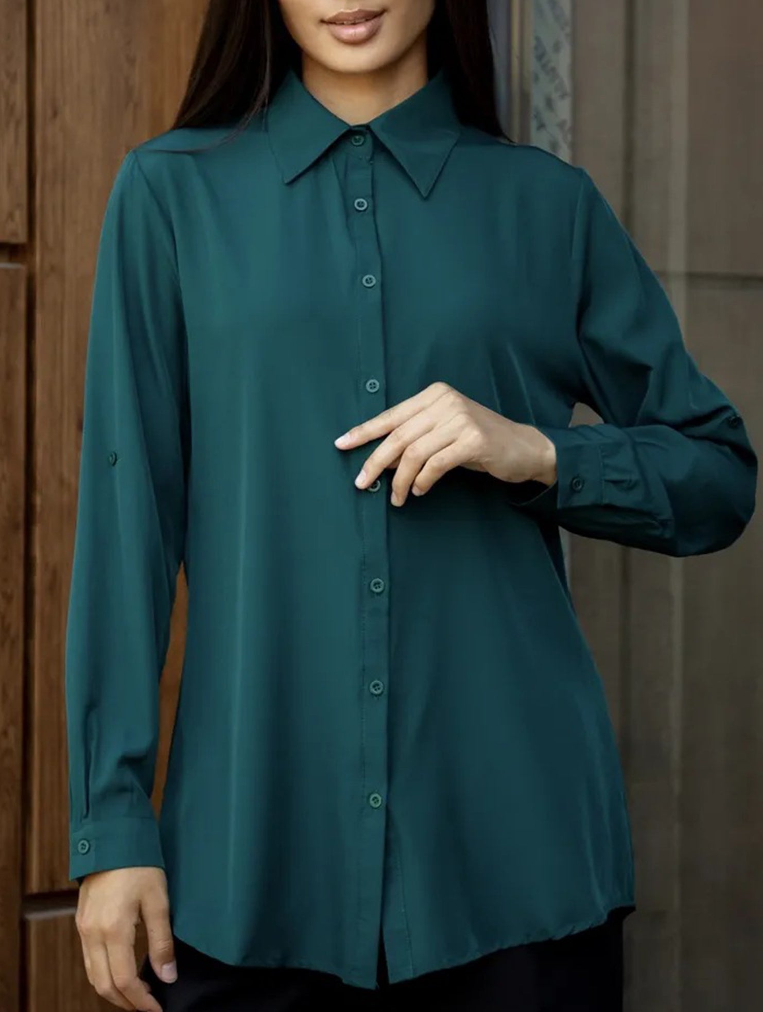 Solid Polo Button Cardigan Shirt