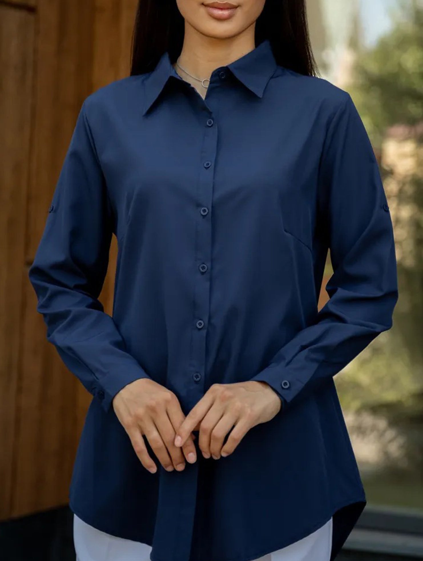 Solid Polo Button Cardigan Shirt