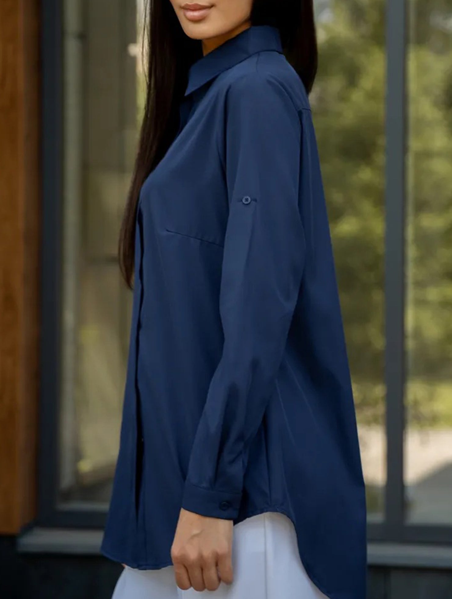 Solid Polo Button Cardigan Shirt