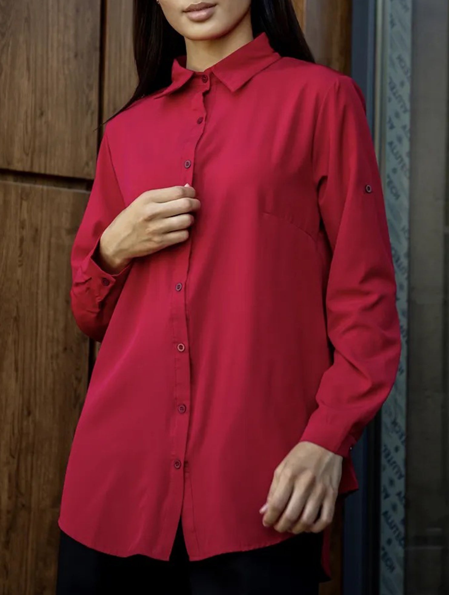 Solid Polo Button Cardigan Shirt