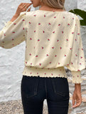 Plus Size Lantern Sleeve Blouse