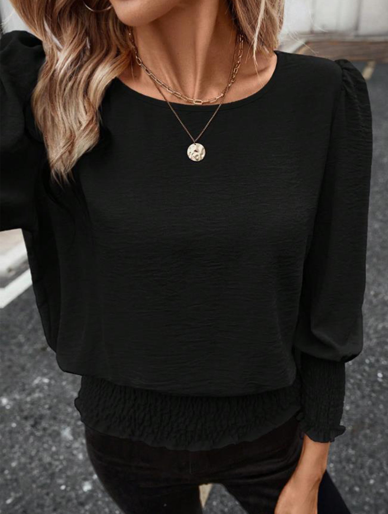 Plus Size Lantern Sleeve Blouse