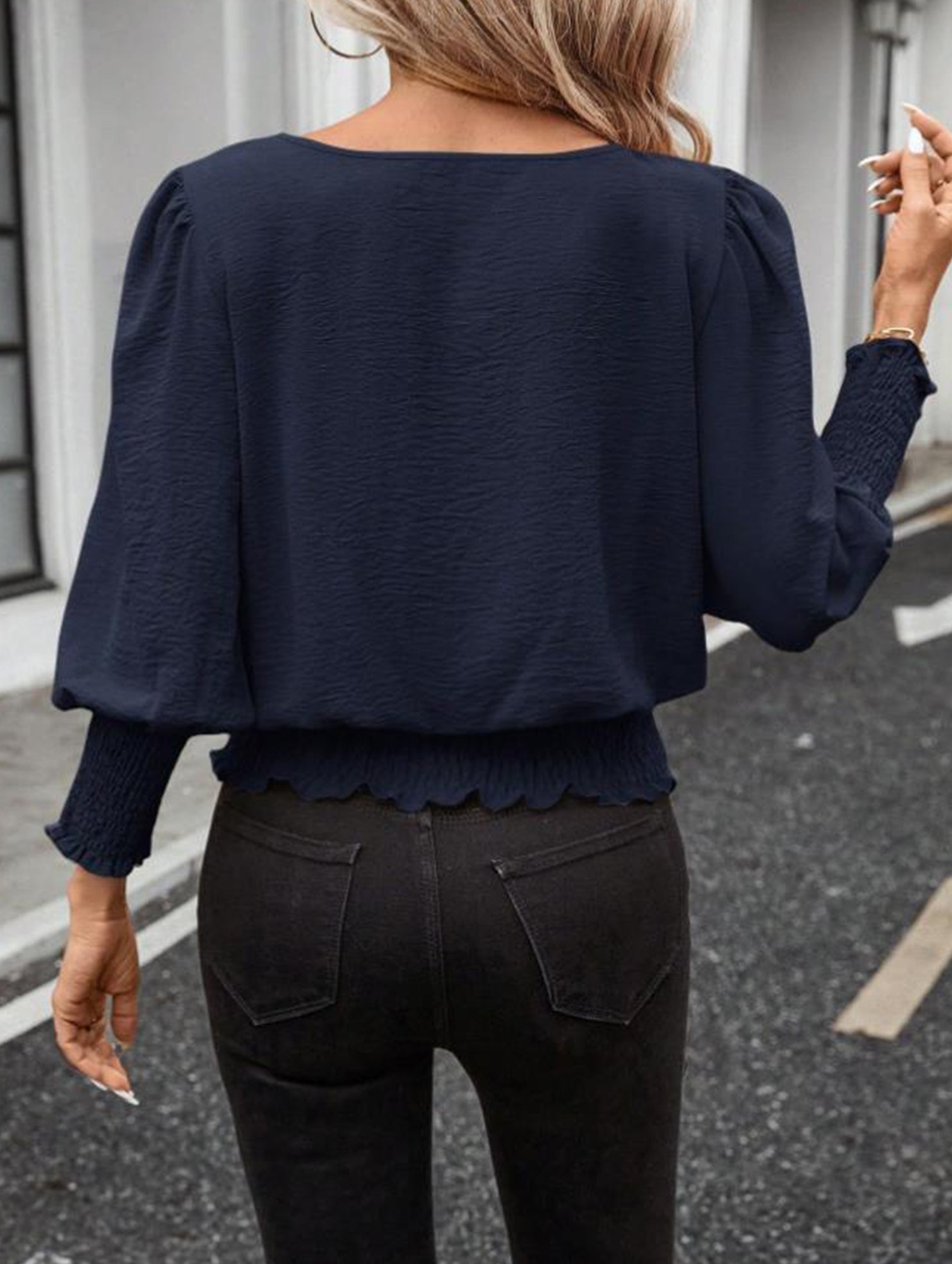 Plus Size Lantern Sleeve Blouse