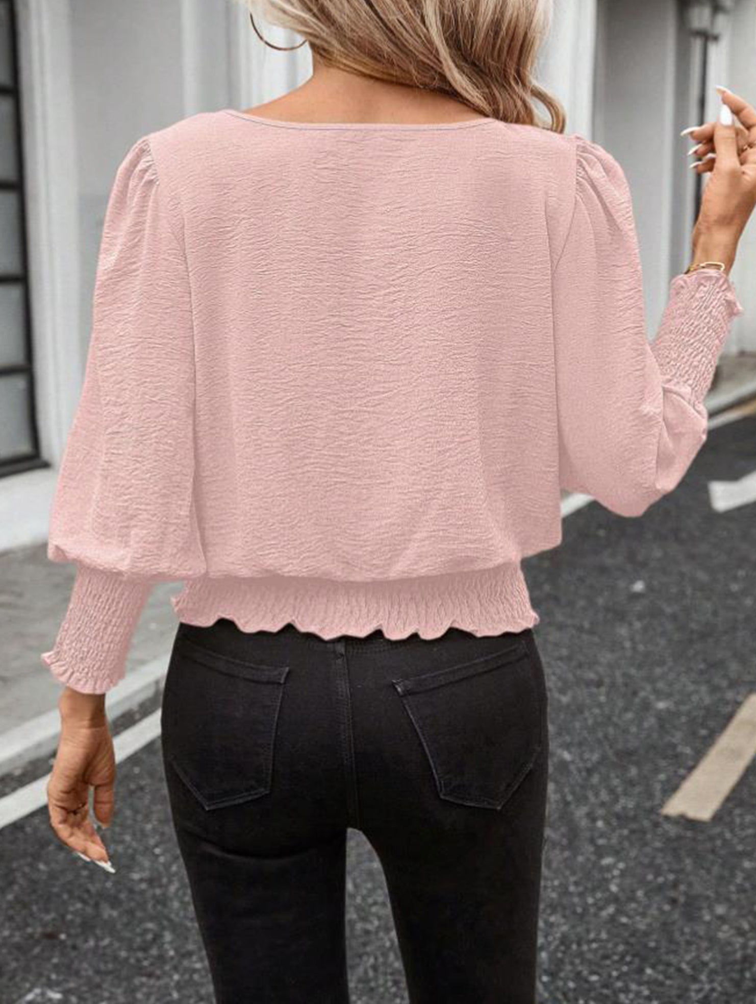 Plus Size Lantern Sleeve Blouse