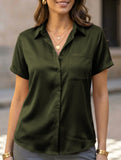 Solid Short Sleeve Lapel Shirt