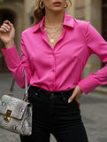 Classic solid color shirt long sleeve top