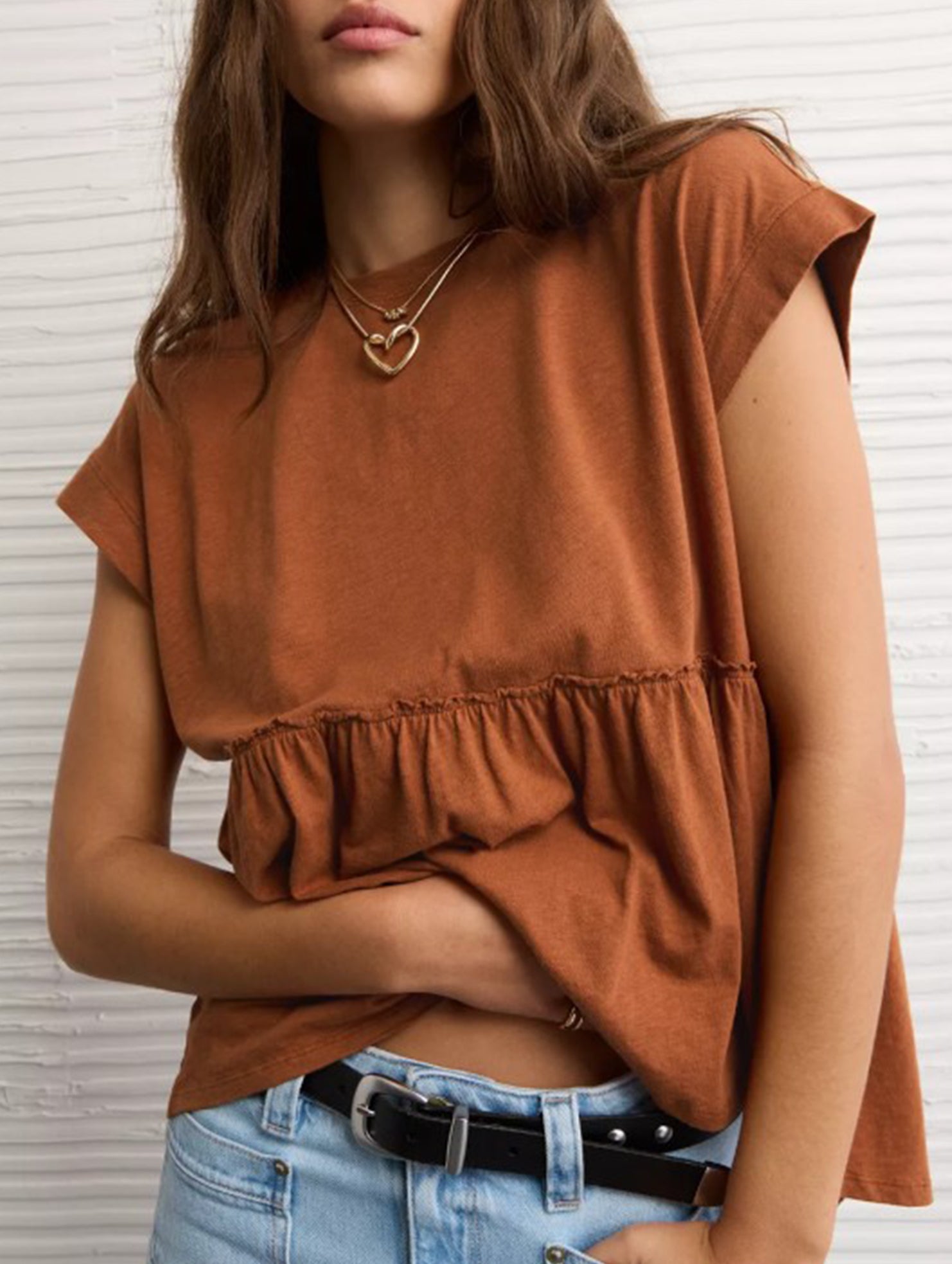 Babydoll style thin top with back tie for women