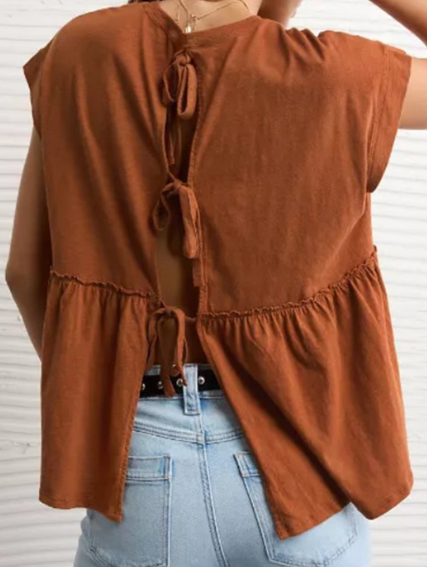Babydoll style thin top with back tie for women